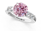 White gold Fancy Pink Round  Brilliant Cut Diamond Five-Stone Prong Set Engagement Ring with Channel Band_1