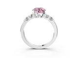 White gold Fancy Pink Round  Brilliant Cut Diamond Five-Stone Prong Set Engagement Ring with Channel Band_3