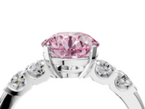 White gold Fancy Pink Round  Brilliant Cut Diamond Five-Stone Prong Set Engagement Ring with Channel Band_4
