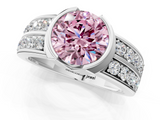White gold Fancy Pink Round  Brilliant Diamond Channel Set Wide Band Ring with Bezel Setting_1