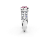 White gold Fancy Pink Round  Brilliant Diamond Channel Set Wide Band Ring with Bezel Setting_2