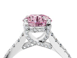 White gold Fancy Pink Round  Brilliant Diamond Solitaire with Pavé Band and Four-Prong Setting 5