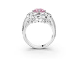 White gold Fancy Pink Round  Brilliant Flower Halo Diamond Split Shank Ring_66