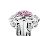 White gold Fancy Pink Round  Brilliant Flower Halo Diamond Split Shank Ring_68