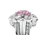 White gold Fancy Pink Round  Brilliant Flower Halo Diamond Split Shank Ring_80