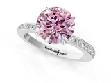 White gold Fancy Pink Round  Brilliant Pavé Band Solitaire with Four-Prong Setting_19