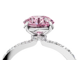 White gold Fancy Pink Round  Brilliant Pavé Band Solitaire with Four-Prong Setting_21