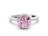 White gold Fancy Pink Round  Brilliant Solitaire Engagement Ring with Six-Prong Setting and Classic Band