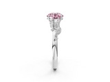 White gold Fancy Pink Round  Brilliant Solitaire with Leaf Motif Band and Four-Prong Setting_33