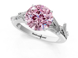 White gold Fancy Pink Round  Brilliant Solitaire with Leaf Motif Band and Four-Prong Setting_33