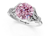 White gold Fancy Pink Round  Brilliant Solitaire with Pave Band and Four-Prong Setting_1