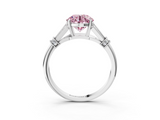 White gold Fancy Pink Round  Brilliant Solitaire with Pave Band and Four-Prong Setting_3