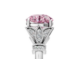 White gold Fancy Pink Round  Brilliant Solitaire with Pave Band and Four-Prong Setting_5