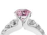 White gold Fancy Pink Round  Brilliant Solitaire with Side Stones on a Pave Band and Four-Prong Setting_34