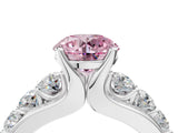 White gold Fancy Pink Round  Brilliant Solitaire with Side Stones on a Pave Band and Four-Prong Setting_52