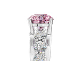White gold Fancy Pink Round  Brilliant Solitaire with Side Stones on a Pave Band and Four-Prong Setting_53