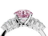 White gold Fancy Pink Round  Cluster Diamond Engagement Ring with Pavé Band and Four-Prong Setting_4