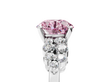 White gold Fancy Pink Round  Cluster Diamond Engagement Ring with Pavé Band and Four-Prong Setting_5