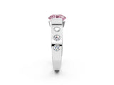 White gold Fancy Pink Round Cut Brilliant Channel-Set Diamond Ring with Bezel Prong Setting_14