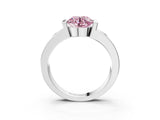 White gold Fancy Pink Round Cut Brilliant Channel-Set Diamond Ring with Bezel Prong Setting_15