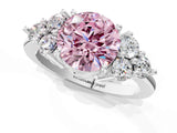 White gold Fancy Pink Round Cut Brilliant Diamond Cluster Accent Solitaire Ring with Prong Setting_25