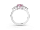 White gold Fancy Pink Round Cut Brilliant Diamond Cluster Accent Solitaire Ring with Prong Setting_27