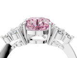 White gold Fancy Pink Round Cut Brilliant Diamond Cluster Accent Solitaire Ring with Prong Setting_28