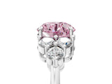 White gold Fancy Pink Round Cut Brilliant Diamond Cluster Accent Solitaire Ring with Prong Setting_29