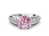 White gold Fancy Pink Round Cut Brilliant Diamond Pavé Band with Six-Prong Setting_12