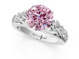 White gold Fancy Pink Round Cut Brilliant Diamond Pavé Band with Six-Prong Setting_13
