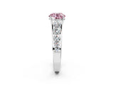 White gold Fancy Pink Round Cut Brilliant Diamond Pavé Band with Six-Prong Setting_14