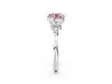 White gold Fancy Pink Round Cut Brilliant Diamond Solitaire Ring with Pear Side Stones and Four-Prong Setting_20