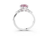 White gold Fancy Pink Round Cut Brilliant Diamond Solitaire Ring with Pear Side Stones and Four-Prong Setting_33