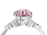 White gold Fancy Pink Round Cut Brilliant Diamond Solitaire Ring with Pear Side Stones and Four-Prong Setting_34