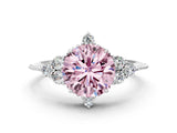 White gold Fancy Pink Round Cut Brilliant Diamond with Cluster Setting on a Beaded Band and Four-Prong Setting_24