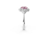 White gold Fancy Pink Round Cut Brilliant Diamond with Cluster Setting on a Beaded Band and Four-Prong Setting_26