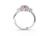 White gold Fancy Pink Round Cut Brilliant Diamond with Cluster Setting on a Beaded Band and Four-Prong Setting_27