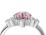 White gold Fancy Pink Round Cut Brilliant Diamond with Cluster Setting on a Beaded Band and Four-Prong Setting_28