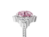 White gold Fancy Pink Round Cut Brilliant Diamond with Cluster Setting on a Beaded Band and Four-Prong Setting_29