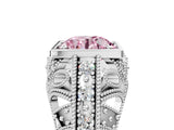 White gold Fancy Pink Round Cut Brilliant Milgrain Filigree Diamond Ring with Square Prong Setting_29