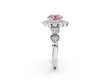White gold Fancy Pink Round Cut Brilliant Milgrain Pave Heart Band Solitaire Ring_2