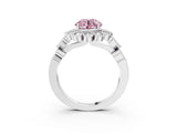 White gold Fancy Pink Round Cut Brilliant Milgrain Pave Heart Band Solitaire Ring_3