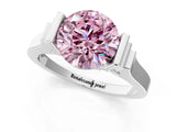 White gold Fancy Pink Round Cut Brilliant Solitaire Diamond Ring with Channel Set Band and Bar Prong Setting_1