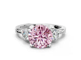 White gold Fancy Pink Round Cut Brilliant Three-Stone Diamond Ring with Pavé Band and Four-Prong Setting_15