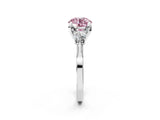 White gold Fancy Pink Round Cut Brilliant Three-Stone Diamond Ring with Pavé Band and Four-Prong Setting_17