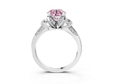 White gold Fancy Pink Round Cut Brilliant Three-Stone Diamond Ring with Pavé Band and Four-Prong Setting_18