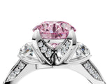 White gold Fancy Pink Round Cut Brilliant Three-Stone Diamond Ring with Pavé Band and Four-Prong Setting_19