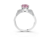 White gold Fancy Pink Round Cut Brilliant Three-Stone Pave Band with Four-Prong Setting_3