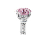 White gold Fancy Pink Round Cut Brilliant Three-Stone Pave Band with Four-Prong Setting_5