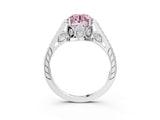 White gold Fancy Pink Round  Cut Cathedral Pave Diamond Engagement Ring with Six-Prong Setting_23